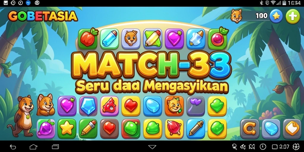 Screenshot utama GOBETASIA menampilkan gameplay Match-3 yang seru.