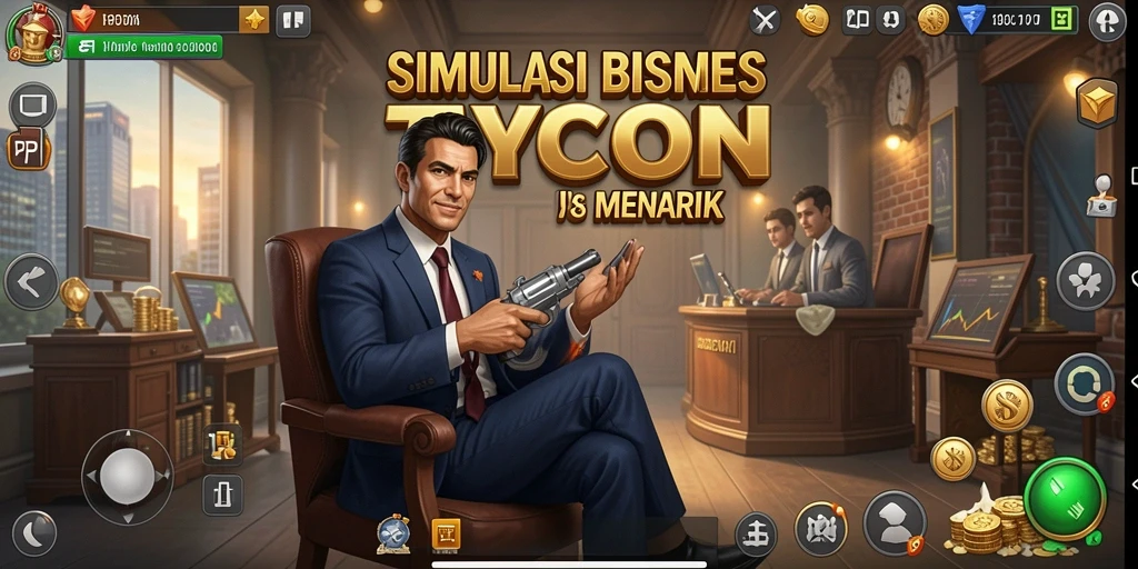 Tampilan gameplay PP7 yang seru dan menantang dalam dunia bisnis.