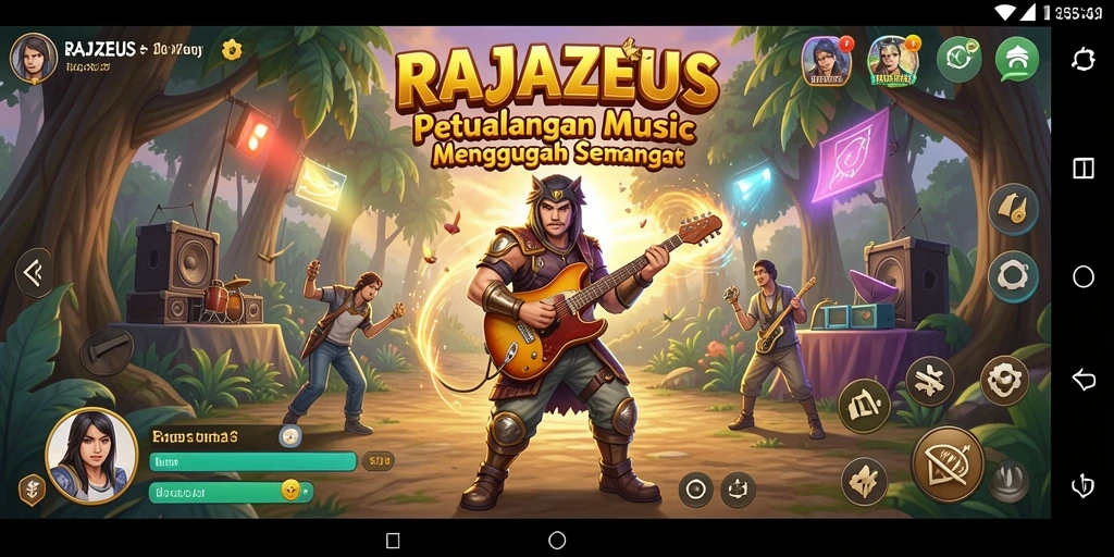 Tampilan gameplay RAJAZEUS yang melibatkan musik interaktif.