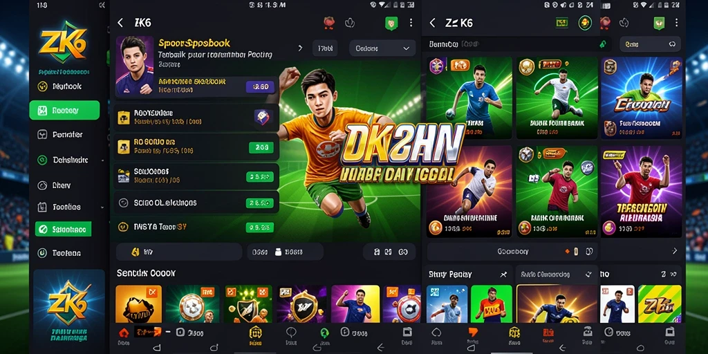 Tangkapan layar ZK6 dengan tampilan antarmuka taruhan olahraga.
